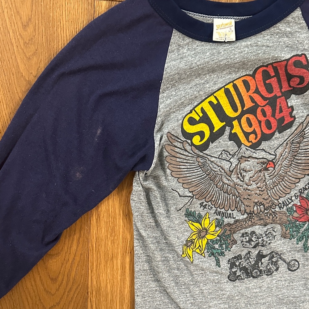 Vintage Gray and Blue Long Sleeve Tee - Picture 3 of 5